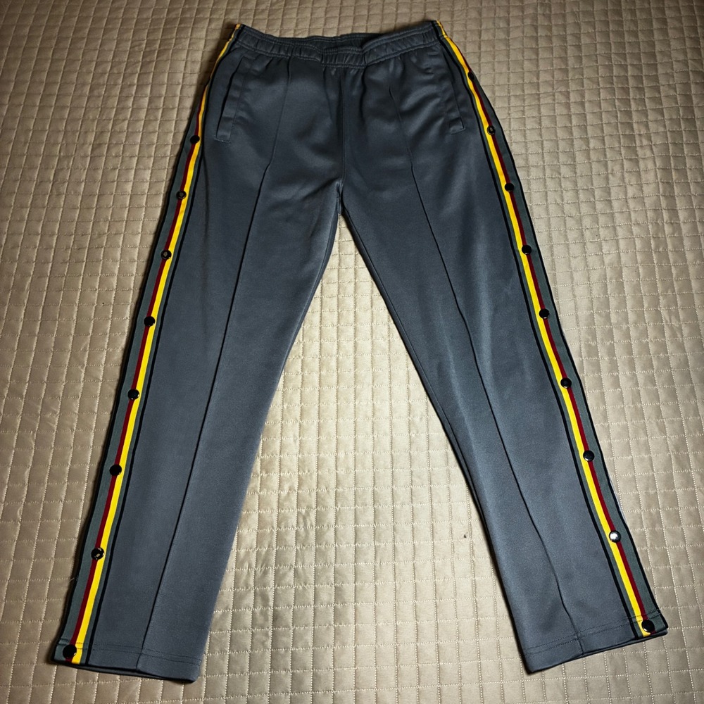 Urban Outfitters Snap Track Pants Mens Medium Gray Red Yellow Stripe Breakaway